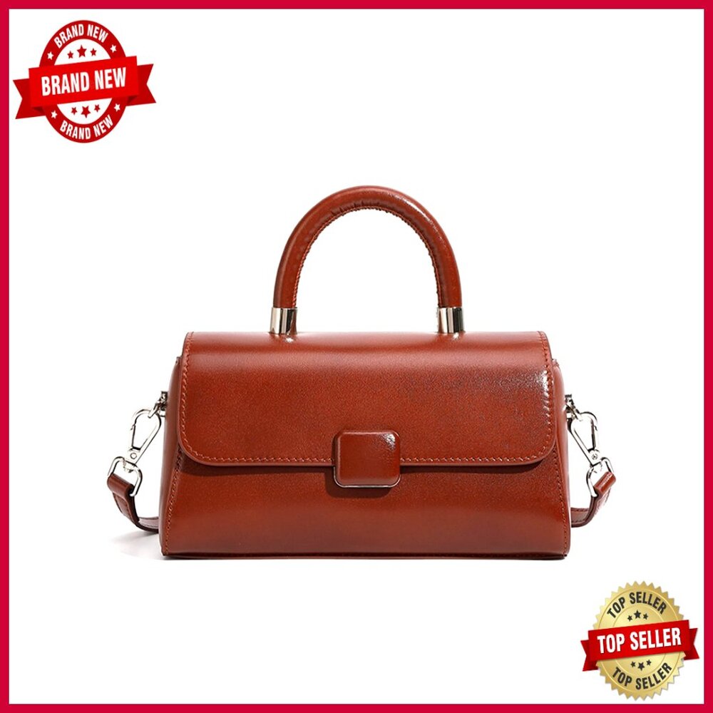 Genuine Leather Shoulder Bag Crossbody Purse Adjustable Strap Compact